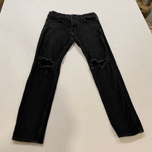 Hollister Black Distressed Jeans Men’s W33 L32 Slim Straight Ripped Denim